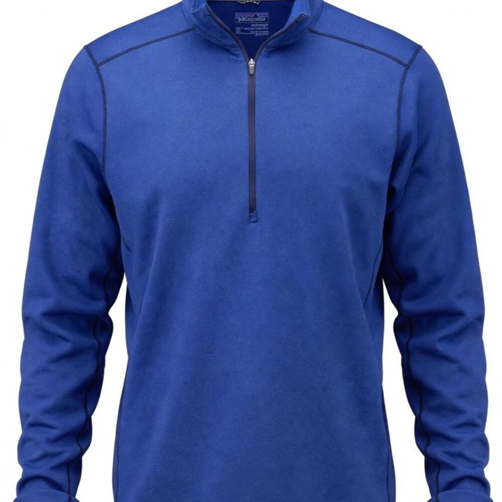 Patagonia Mens XL Blue Capilene Midweight Baselayer 1/4 Zip Pullover Polartec